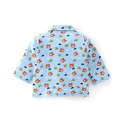 Babyhug Cotton Knit Full Sleeves Night Suit with Bear Print - Blue