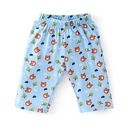 Babyhug Cotton Knit Full Sleeves Night Suit with Bear Print - Blue