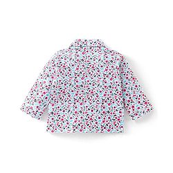 Babyhug Cotton Knit Full Sleeves Floral Printed Night Suit - White