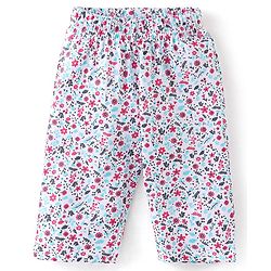 Babyhug Cotton Knit Full Sleeves Floral Printed Night Suit - White