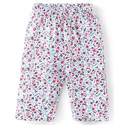 Babyhug Cotton Knit Full Sleeves Floral Printed Night Suit - White