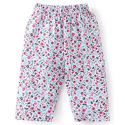 Babyhug Cotton Knit Full Sleeves Floral Printed Night Suit - White