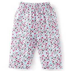 Babyhug Cotton Knit Full Sleeves Floral Printed Night Suit - White