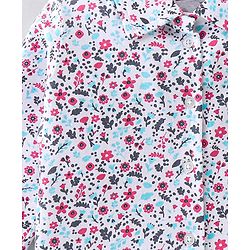 Babyhug Cotton Knit Full Sleeves Floral Printed Night Suit - White