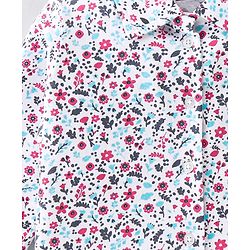 Babyhug Cotton Knit Full Sleeves Floral Printed Night Suit - White