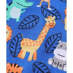 Babyhug 100% Cotton Knit Full Sleeves Wild Animal Print Onesie - Blue