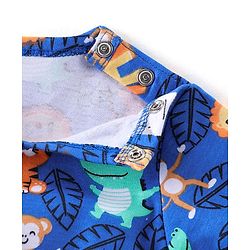 Babyhug 100% Cotton Knit Full Sleeves Wild Animal Print Onesie - Blue