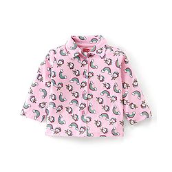 Babyhug Cotton Knit Full Sleeves Unicorn Printed Night Suit - Pink