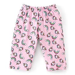 Babyhug Cotton Knit Full Sleeves Unicorn Printed Night Suit - Pink