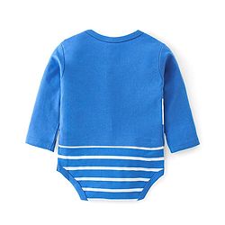 Babyhug 100% Cotton Full Sleeves Onesie Elephant Printed - Blue