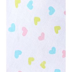 Babyhug Cotton Knit Full Sleeves Night Suit With Heart Print - White