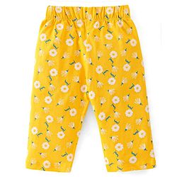Babyhug Cotton Knit Full Sleeves Floral Printed Night Suit - Yellow