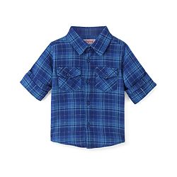 Babyhug 100% Cotton Woven Full Sleeves Checkered Shirt - Navy Blue