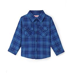Babyhug 100% Cotton Woven Full Sleeves Checkered Shirt - Navy Blue