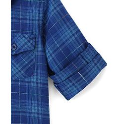 Babyhug 100% Cotton Woven Full Sleeves Checkered Shirt - Navy Blue
