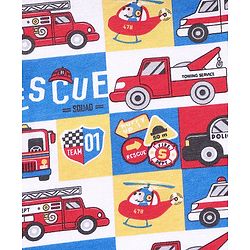 Babyhug Cotton Knit Full Sleeves Night Suit With Vehicles Print - Blue