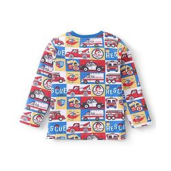 Babyhug Cotton Knit Full Sleeves Night Suit With Vehicles Print - Blue
