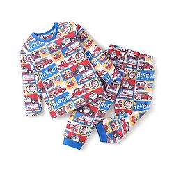 Babyhug Cotton Knit Full Sleeves Night Suit With Vehicles Print - Blue