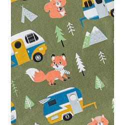 Babyhug Cotton Knit Full Sleeves Camper & Bear Printed Night Suit - Green
