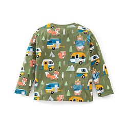 Babyhug Cotton Knit Full Sleeves Camper & Bear Printed Night Suit - Green