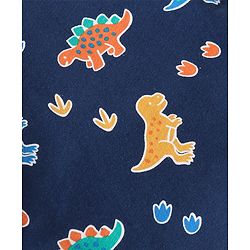 Babyhug Cotton Knit Full Sleeves Dino Printed Night Suit - Navy Blue