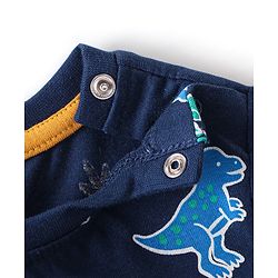 Babyhug Cotton Knit Full Sleeves Dino Printed Night Suit - Navy Blue