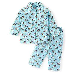 Babyhug Cotton Knit Full Sleeves Night Suit With Unicorn Print - Blue