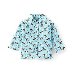 Babyhug Cotton Knit Full Sleeves Night Suit With Unicorn Print - Blue