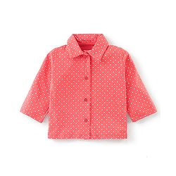 Babyhug Cotton Knit Full Sleeves Polka Dots Printed Night Suit - Orange