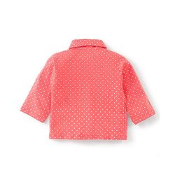 Babyhug Cotton Knit Full Sleeves Polka Dots Printed Night Suit - Orange