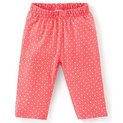 Babyhug Cotton Knit Full Sleeves Polka Dots Printed Night Suit - Orange