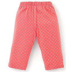 Babyhug Cotton Knit Full Sleeves Polka Dots Printed Night Suit - Orange