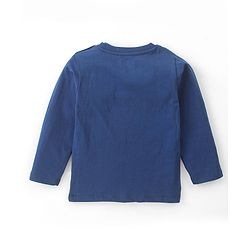 Babyhug 100% Cotton Knit Full Sleeves Happiness Printed T-Shirt - Navy Blue