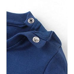 Babyhug 100% Cotton Knit Full Sleeves Happiness Printed T-Shirt - Navy Blue