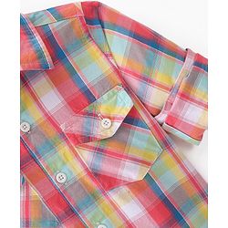 Babyhug Cotton Woven Full Sleeves Shirt Checkered - Pink