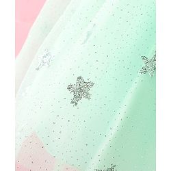 Babyhug Sleeveless Party Frock with Sequinned Star Embroidery - Mint Blue