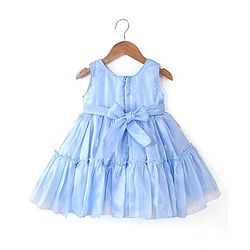 Babyhug Sleeveless Sequins Detailing Organza Tiered Party Frock - Frozen  Blue