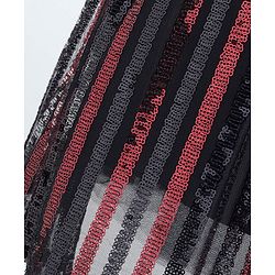 Babyhug Sleeveless Sequinned Party Frock with Floral Applique - Red & Black