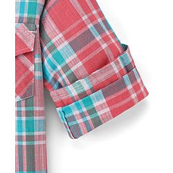 Babyhug 100% Cotton Woven Full Sleeves Checkered Shirt - Pink & Green