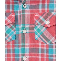 Babyhug 100% Cotton Woven Full Sleeves Checkered Shirt - Pink & Green