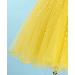 Babyhug Sleeveless Sequinned & Embroidered Party Frock with Floral Applique -  Yellow