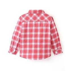 Babyhug Cotton Woven Full Sleeves Checkered One Pocket Party Shirt with Bow Tie - Red & White