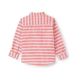 Babyhug 100% Cotton Woven Full Sleeves Striped Shirt with Pocket - Orange