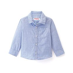 Babyhug Cotton Woven Full Sleeves Striped One Pocket Party Shirt with Bow Tie - Red & White