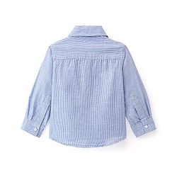 Babyhug Cotton Woven Full Sleeves Striped One Pocket Party Shirt with Bow Tie - Red & White