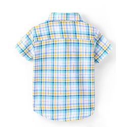 Babyhug Cotton Woven Half Sleeves Checked Shirt - Blue