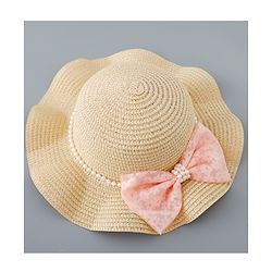 Babyhug Straw Hat with Bow Applique - Pink