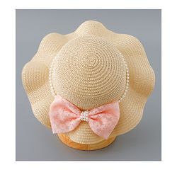 Babyhug Straw Hat with Bow Applique - Pink