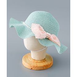 Babyhug Straw Hat with Bow Applique - Blue
