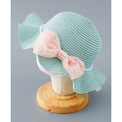 Babyhug Straw Hat with Bow Applique - Blue
